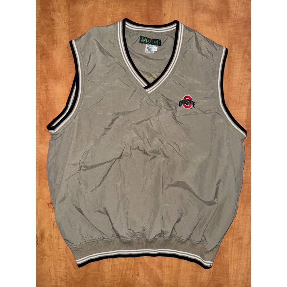 Amen Player Ohio State Buckeyes Nylon Windbreaker Vest Tan Mens‎ Large V-Neck